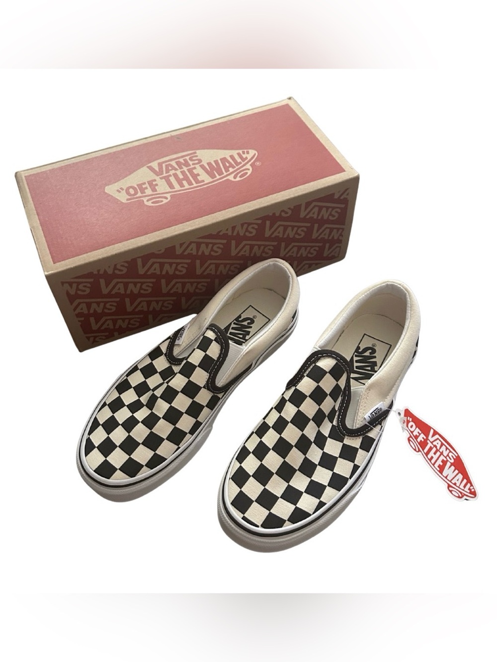 Vans Classic Checkerboard Slip-On Shoes | Black/White | NWT | Mens 4/ Wmns 5.5